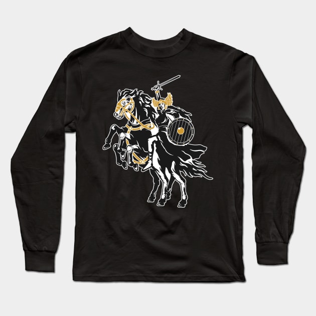 Valkyrie with sleipnir Long Sleeve T-Shirt by Shankara